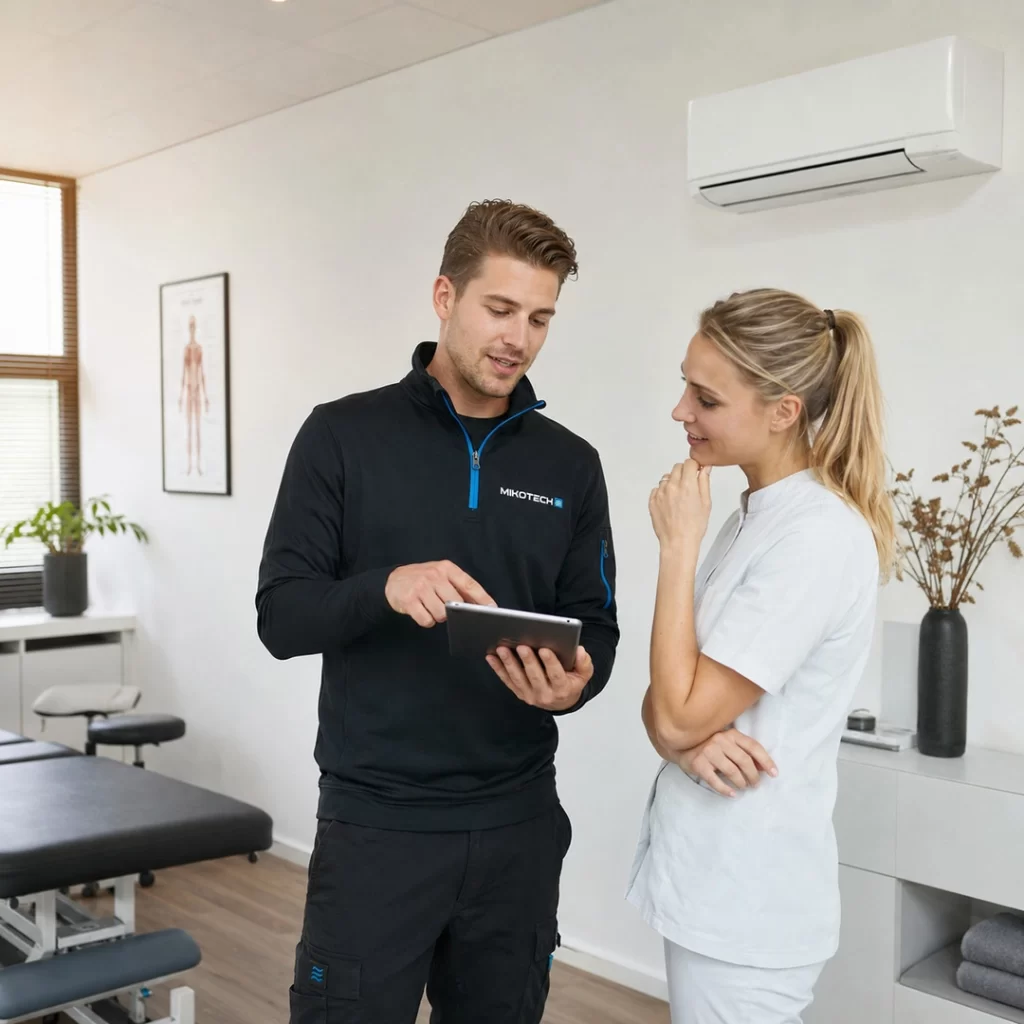Mikotech adviseert een praktijkhouder over een airco-oplossing voor de praktijkruimte