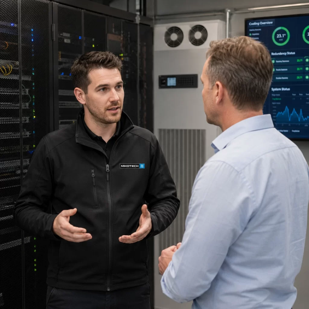 Mikotech adviseert een IT-manager over een koelingsoplossing voor een serverruimte