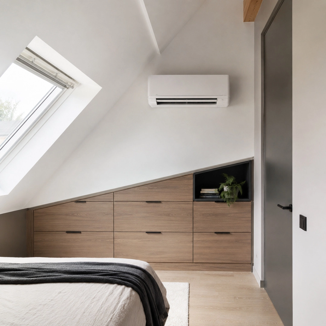 mikotech airco zolder installatie schuin dak