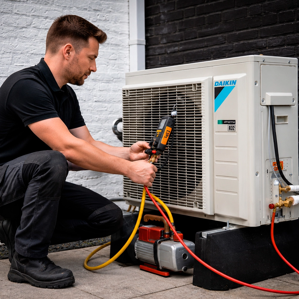 mikotech monteur warmtepomp onderhoud buitenunit